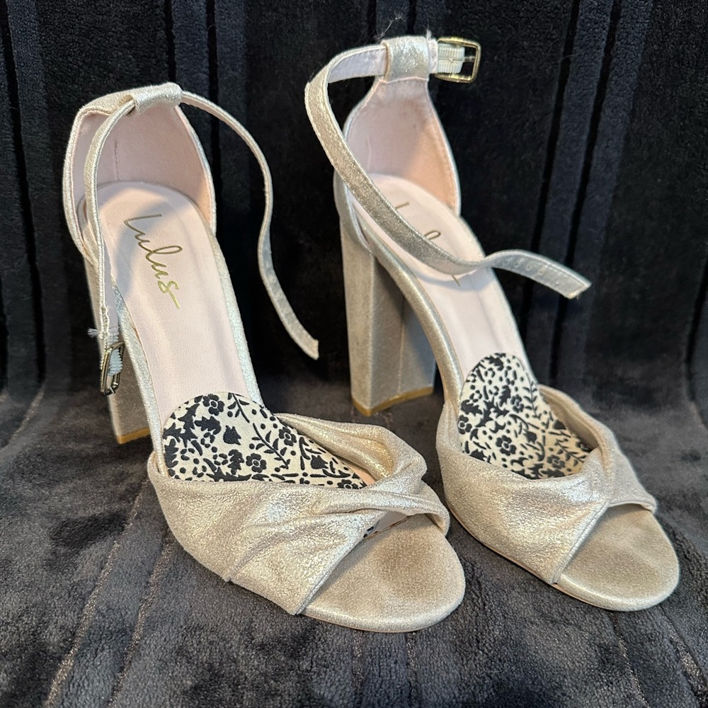 Lulu's Shimmering Gold Block Heels